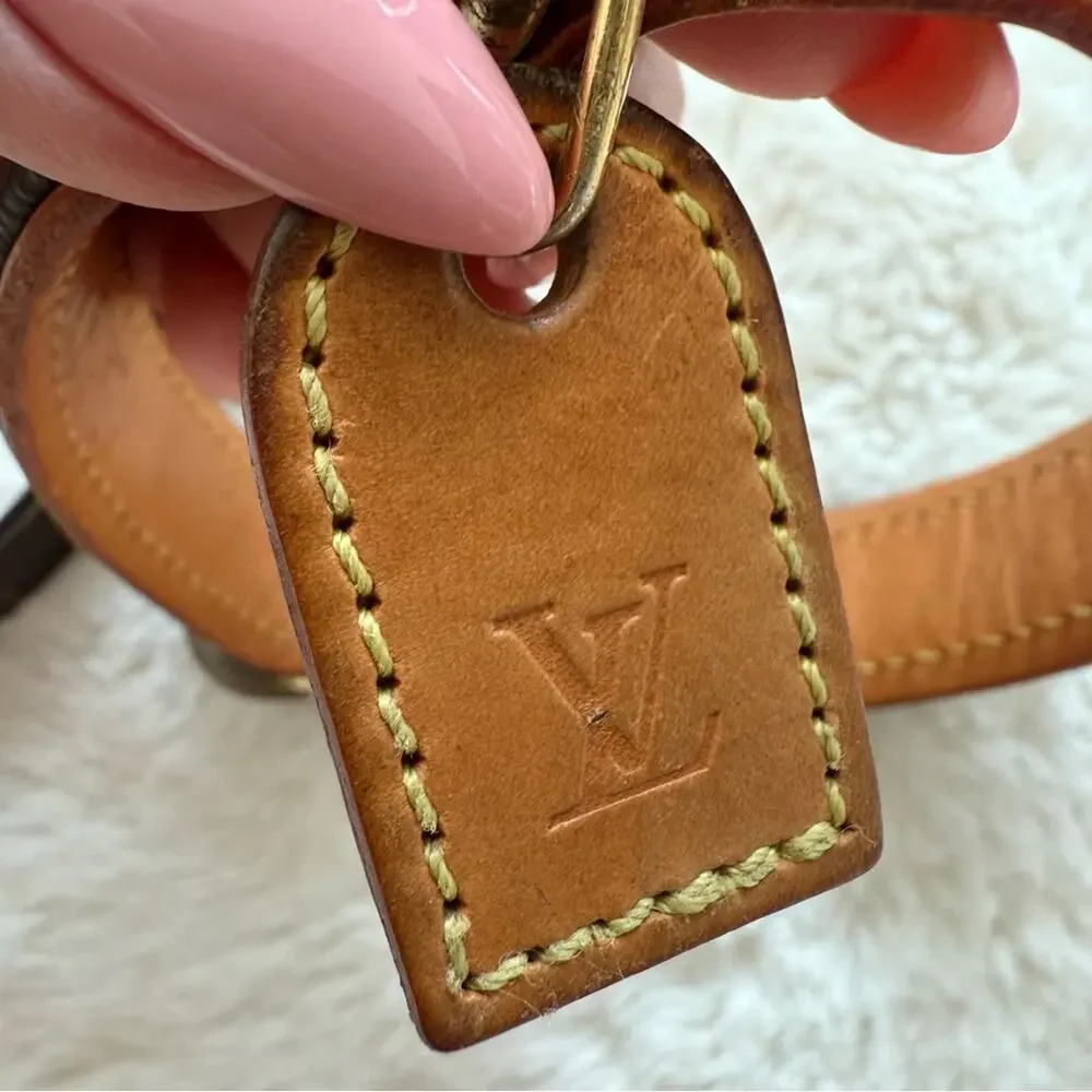 Louis Vuitton Dog Lead Monogram Brown Leather Pet Accessary Authentic